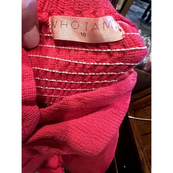 Coquette Sweetheart Bow Mini Dress Berry Red Ruffle Smocked Date Night Size 10 - Picture 8 of 11